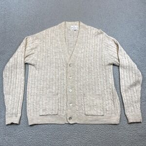 The Denver Sweater Cardigan Mens XL Cable Knit Button Up Pockets Retro Acrylic